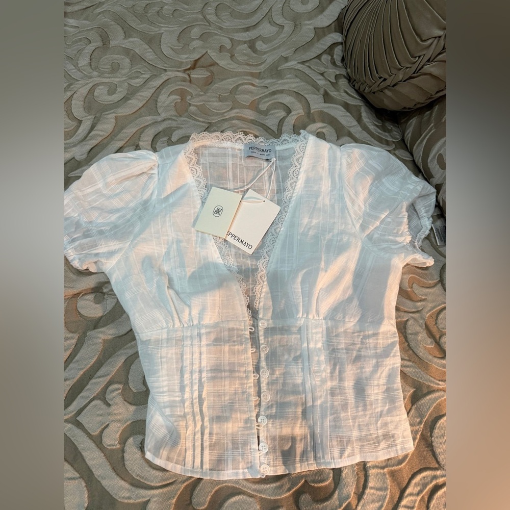 NWT Peppermayo - Sweet Lullaby Button Up Shirt - White